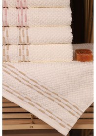 Resim Bronie 6'lı Pamuklu Su Emiciliği Yüksek 50 90 El Yüz Havlusu Pudra - Bej 