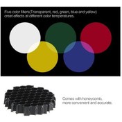 Resim Pazly Profesyonel Bowens Montaj Stüdyo Flaşı, Petek Izgaralı, Alüminyum Alaşım, 5 Renkli Filtre 