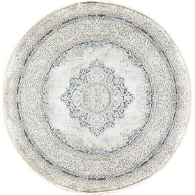 Resim Bahariye Halı Ezgi 146x146 5664 Beyaz Mavi Daire 