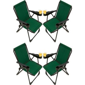 Resim Silva 4 Adet Kamp Sandalyesi Bardaklıklı Lüks Piknik Sandalye Yeşil 