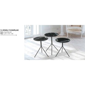 Resim Zigon Osm Yuvarlak Model Parlak Ahşap Mermer Mdf Tabla Metal V A (410224905) 