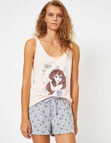 Resim Pamuklu Disney Lisanslı Baskılı Pijama Seti 