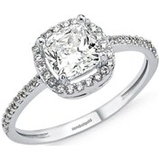 Resim Beyaz Altın Tektaş Yüzük Baget Taşlı 304122138 