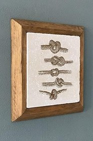Resim Oscar Stone Decor Masif Çerçeveli Doğaltaş Tablo Pano 28x28 cm Gemici Düğümü Halat Düğüm 