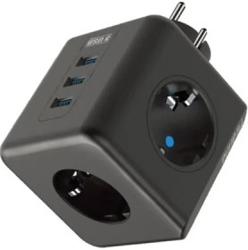 Resim Winboss Termal Akım Korumalı Isıya Dayanıklı 3 Lü Duvar Tipi Priz 3 Adet USB Şarj Yuvalı 