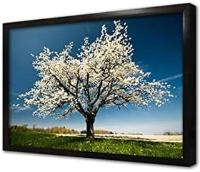 Resim Beyaz Gelincikli Ağaç Çerçeveli Cam Tablo 20x30 cm CA20570 