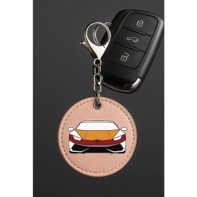 Resim Nurdic Uv Baskı Oto Araç / Araba / Motorsiklet Için Deri Desenli Pembe Anahtarlık Lambor 