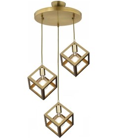 Resim Rustik Retro Model Geometrik Sarkıt Metal Küp Avizem 