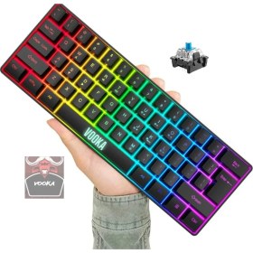 Resim vooka Trol Red Switch Mini Rgb Oyun Klavyesi Gaming Mekanik 62 Tuşlu 18 Rgb LED USB Type-C Kablo 