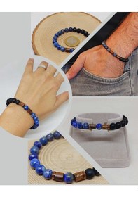 Resim Lapis & Oniks Taşı 8mm Unisex Tasarım Bileklik Hawaii Model 9420 Çok Renkli 