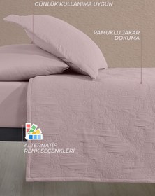 Resim ELART Nice Yatak Örtüsü Tek Kişilik 2 Parça (180x240 cm) Gülkurusu - Gülkurusu 