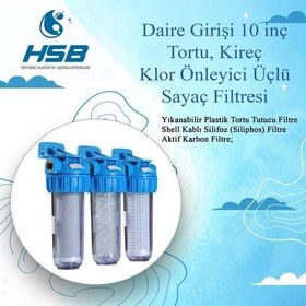 Resim Hsb Daire Girişi 10 Inç Tortu, Kireç ve Klor Önleyici Üçlü Sayaç Filtresi 