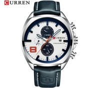 Resim Curren 8324 Altı El Deri Kayış Takvimli Su Geçirmez Erkek Saati, Renk: Beyaz Kabuk Beyaz Gümüş 