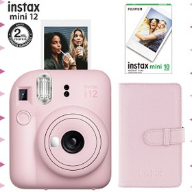 Resim Fujifilm Instax Mini 12 Pembe Fotoğraf Makinesi 10'lu Film ve Laporta Albüm Seti FOTSI196-S3-10-LA 