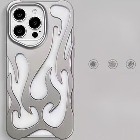 Resim Şık Boş Alev Soğutma Cep Telefonu Kılıfı, iPhone 16, 15, 14, 13, 12, 11, 16 Pro, 16 Pro Max için Uygun, Elektrokaplama Serin Gümüş Esnek Kabuk, Yaratıcı Hediye Kutusunda Paketlenmiş, Erkekler ve Kadınlar için Uygun 