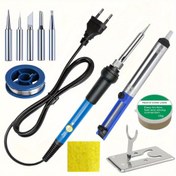 Resim 11 adet 60W Lehimleme Kiti, 220V AB Fişli, Sıcaklık Ayarlanabilir 200-450°C, 5 Lehimleme Ucu, Lehimleme Tabancası, Lehimleme Emici, Sünger, Lehimleme Pastası - Elektronik Tamir için Profesyonel Araçlar, Lehimleme İstasyonu | Profesyonel Lehimleme Kiti | Dayanıklı İnşaat, Lehimleme İstasyonu 