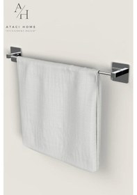 Resim Atacı Yapışkanlı Gümüş Uzun Havluluk Pratik Ve Şık Banyo Mutfak Havluluk Krom 
