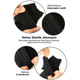Resim Saysez Bambu Erkek Patik Düz Gri Melanj Renk Çorap Dikişsiz Premium Kutulu 6'lı / Hediyelik Gri Melanj 