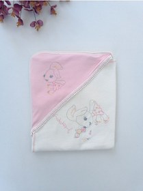 Resim Bebek Battaniye Pembe Başlıklı Soft Mutlu Tavşan Kız Puset Örtüsü Bebek Arabası Örtüsü Pembe 