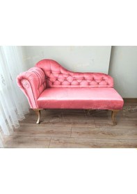 Resim Dekoratif Bihter Koltuk Josefin Puf 110 Cm Gold Ayak Pembe 