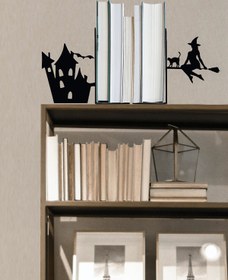 Resim Figured Decorative Metal Book Holder, Book Support, Book Organizer, Gift Black cat, Bike, Elephant Ballerina, Giraffe, Reading - The Witch and the Castle 