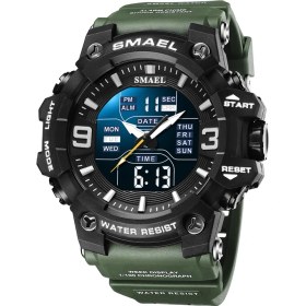 Resim 2xudc Ordu Yeşil Smael 8049 Lüks Marka Smael Izle Erkek Saat 5ATM Suya Dayanıklı Erkek Dijital Kuvars Erkek Spor Saat Smael Kutusu ile (Yurt Dışından) 