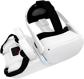 Resim ZahoTse Charging kit for Oculus quest 2 VR headset VR storage charging dock VR left and right grip dock Charging dock with LED indicator with 2 rechargeable batteries (ZJ-03) 