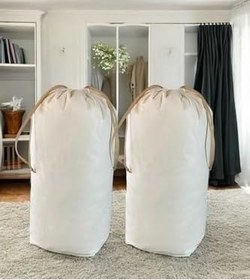 Resim Krem Büzgülü Hurç 2'Li Set Xlarge 86X62 Cm - Taşınma Çantası - Yorgan Yastık Çamaşır Saklama Torbası 