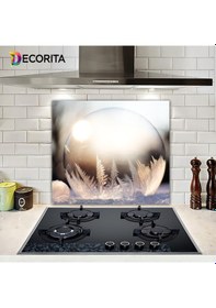 Resim Decorita Kış Küresi Desenli Cam Ocak Arkası Koruyucu | 52cmx60cm 