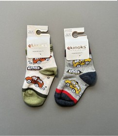 Resim Ekinoks Socks Araba Desenli Erkek Bebek 2'li Çorap Seti Gri 