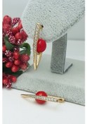 Resim Rose Altın Kaplama Vip Seri Xuping Zirkon Taşlı V Küpe 2,8 CM 