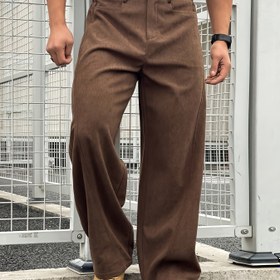 Resim Erkek Casual Korduroy Pantolon - Cep Detaylı Bol Kesim Düz Bacaklı Pantolon, Siyah, Rahat ve Şık, Rahat Giyim | Düz Bacaklı Pantolon | Korduroy Pantolon 