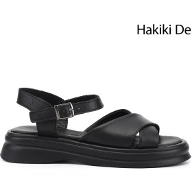 Resim Gönderi(r) Kadın Siyah Tokalı Bantlı Hakiki Deri Sandalet 