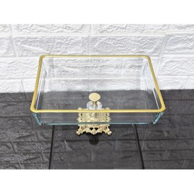 Resim Atabey Home Premıum Dikdörtgen Borcam 28 cm Döküm Gold Ayaklı & Sunumluk & Salatalık 