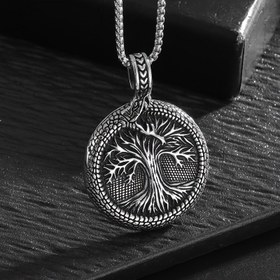 Resim Yggdrasil Hayat Ağacı Kolye - Ouroboros Erkek Punk Hip-Hop Muska, Moda Alaşım Takı 