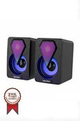 Resim Torima D-04 Işıklı 1+1 Ses Sistemi 3.5MM Jack Girişli Multimedia USB Speaker Bilgisayar Hoparlörü 