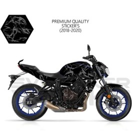 Resim Mt-07 2018-2020 Kaplama Sticker Şimşek Yıldırım Motor Kaplama Modeli Hazır Kit 2018-2020 Uyumlu Gri 