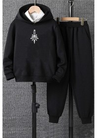 Resim Skullcracked Baskılı Eşofman Takımı Siyah 