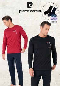 Resim Pierre Cardin Erkek %100 Pamuk Uzun Kol Baskılı Bordo & Siyah İki Adet Pijama Takımı L1.pc.6103.002-bordo - Siyah-l Çok Renkli 
