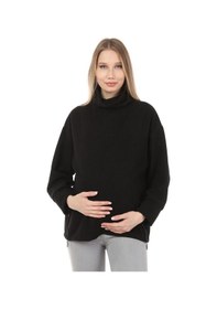 Resim Luvmabelly Myra4280 Fermuarlı Hamile Sweatshirt -Siyah 