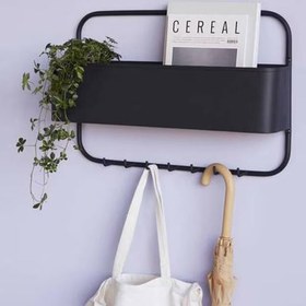 Resim 3art Metal Dekoratif Askılık Ve Metal Raf - Duvar Askısı - Banyo Hol Antre Askısı - Şemsiyelik - Saksılık 