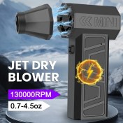 Resim Turbo Jet Fan Elektrikli Hava Sökücü - 130K RPM Ayarlanabilir 4 Hızlı Kablosuz Üfleyici Araba Kar/Toz Temizliği için | Taşınabilir Type-C Hızlı Şarj Aracı 