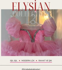 Resim Elysian Koleksiyonu Şeker Pembe Lüx Prenses Abiyesi - 10 / Şeker Pembe / İnce askı 