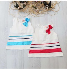 Resim ikokokids Beyaz Kız Bebek Denizci Elbise 