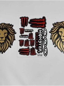 Resim leos -LEOS MOTOR-MONSTER KIRMIZI RENK A4 STICKER-ORACLE FOLYO-1.KALİTE 