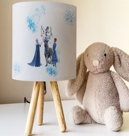 Resim Talia Home Karlar Ülkesi Mavi Elsa Desenli Çocuk Odası Abajur Masa Lambası TLAB-312 