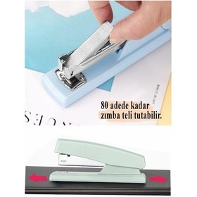 Resim Açık Mavi Zımba Makinesi 24/6 1 Adet Fixpoint P-4529 Pastel Renkler Büyük Zımba Makinası Ve Teli 15 20 Sayfa Ofis Büro 