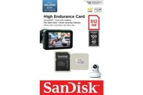 Resim Sandisk High Endurance 512GB 100/40MB/S Microsdxc C10 V30 Adaptörlü Hafıza Kartı SDSQQNR-512G-GN6IA 