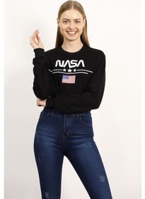 Resim Gabria Kadın Nasa Baskılı Sweat Siyah 