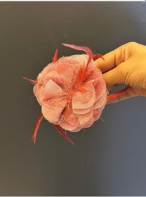 Resim Tüllü Tüğlü Pembe Broş Yaka İğnesi Giyim Aksesuarı 7 x 7 CM Renkli 